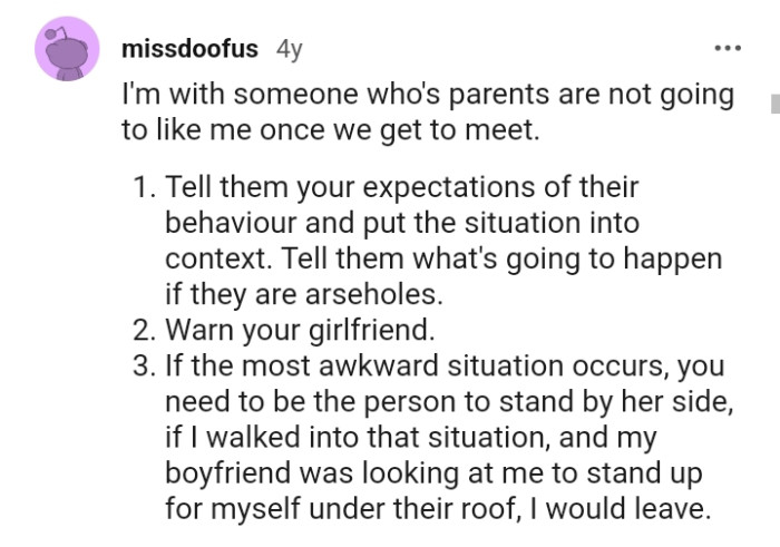This Redditor is with someone whose parents won't like her once they meet