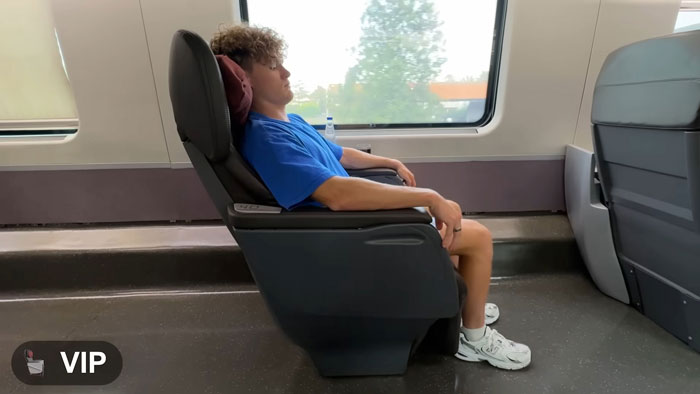 Ryan Relaxing on One of the Comfortable Seats