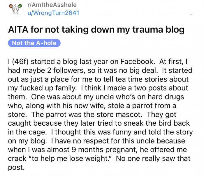 Here's the original post by Reddit user u/WrongTurn2641: