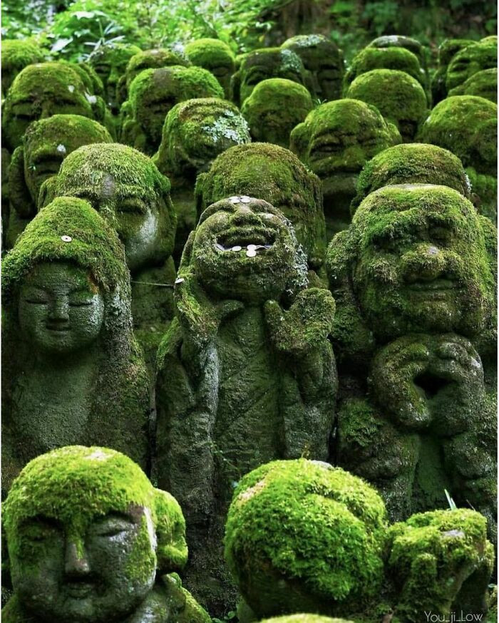 Tucked in Arashiyama's western hills, Otagi Nenbutsu-ji houses 1,200 quirky Rakan statues — making it one of Kyoto's strangest temples.