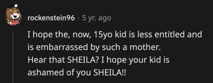 Let's hope her daughter outgrew her parenting.