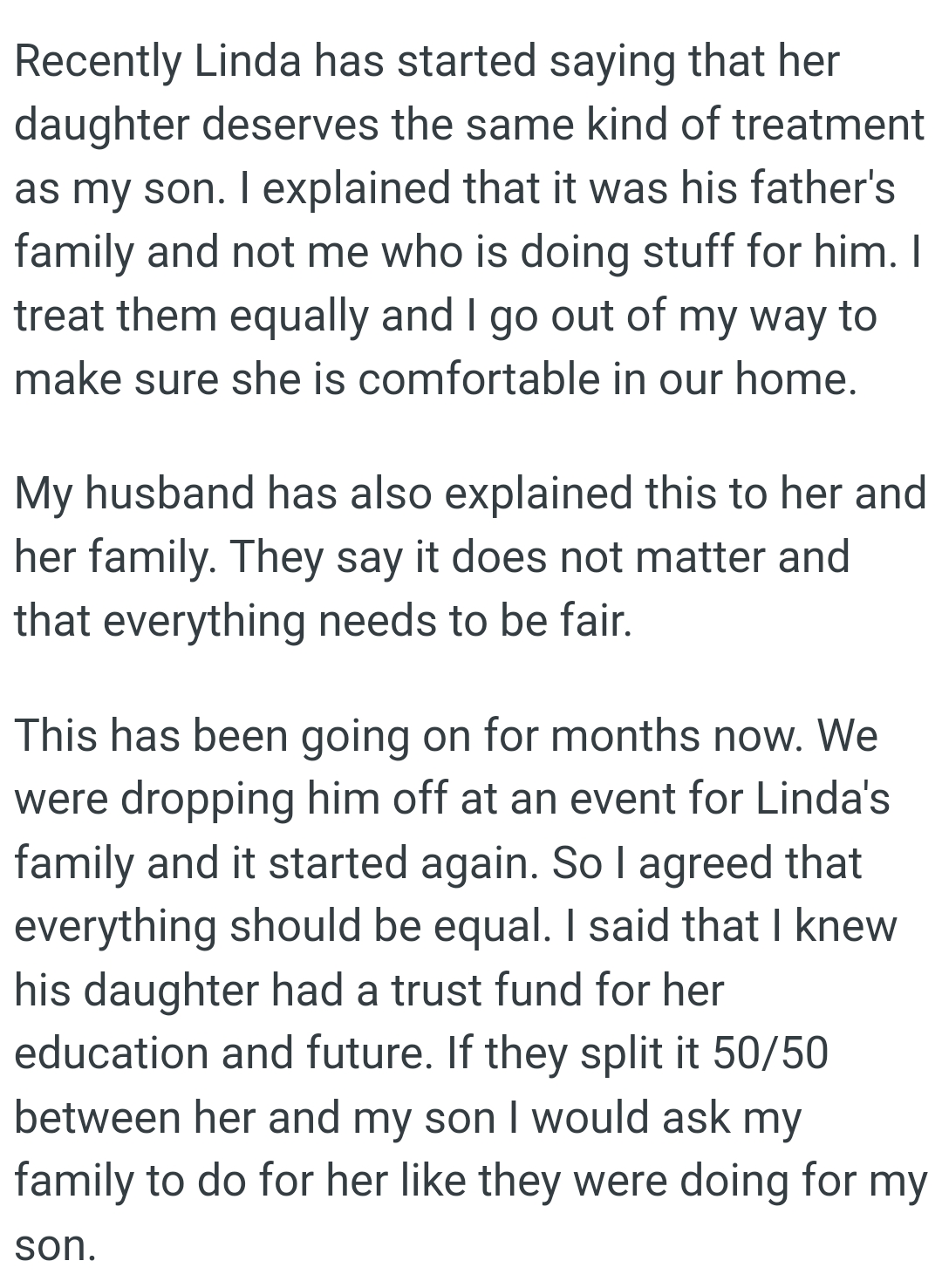 The OP explained that it was his father's family and not her