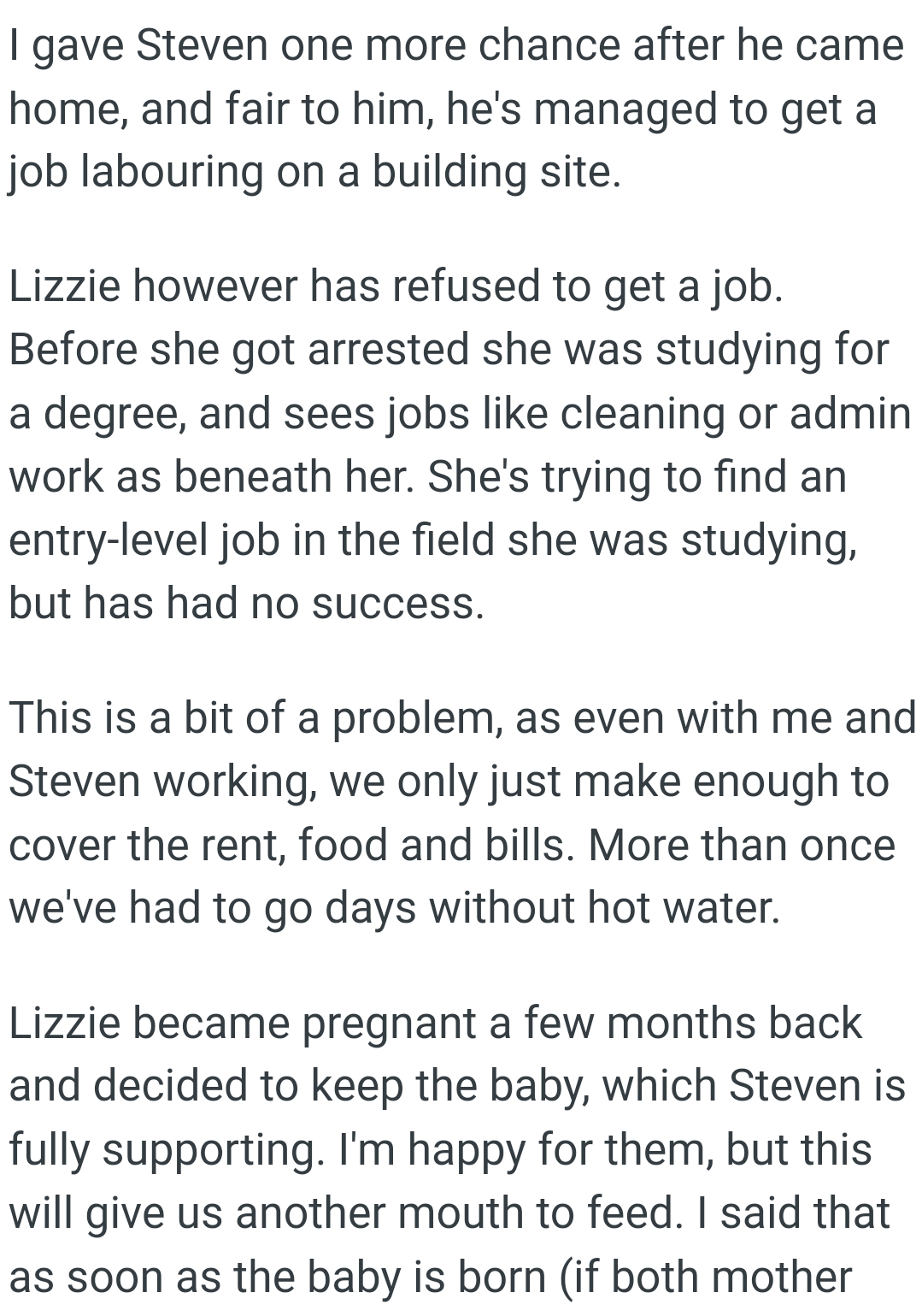 She's trying to find an entry-level job in the field she was studying, but has had no success