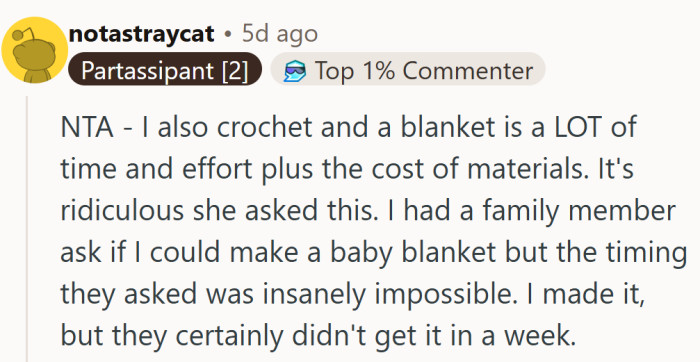 Only someone who’s crocheted a blanket knows the quiet endurance it takes. Time, money, and patience don’t come free.