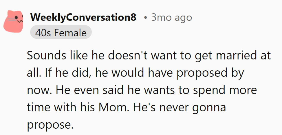 Mom's boy, not bride-to-be. Time to RSVP 'No' to this wedding delay.