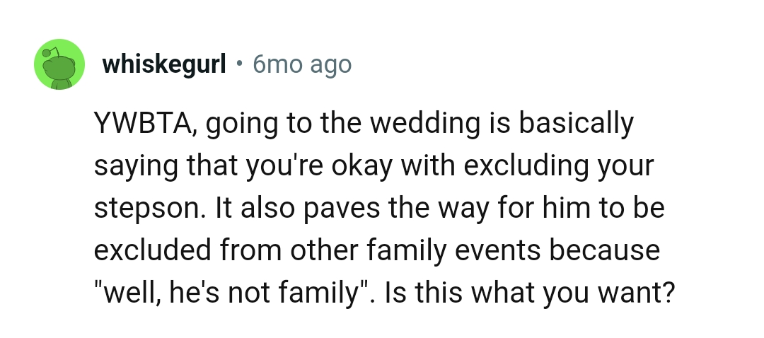 It paves the way for him to be excluded from other family events