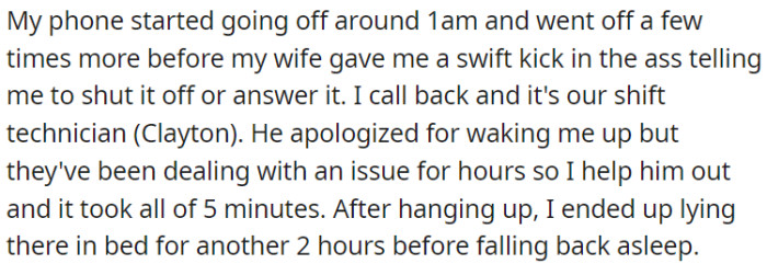 Nevertheless, OP began to receive phone calls during nighttime hours as well.