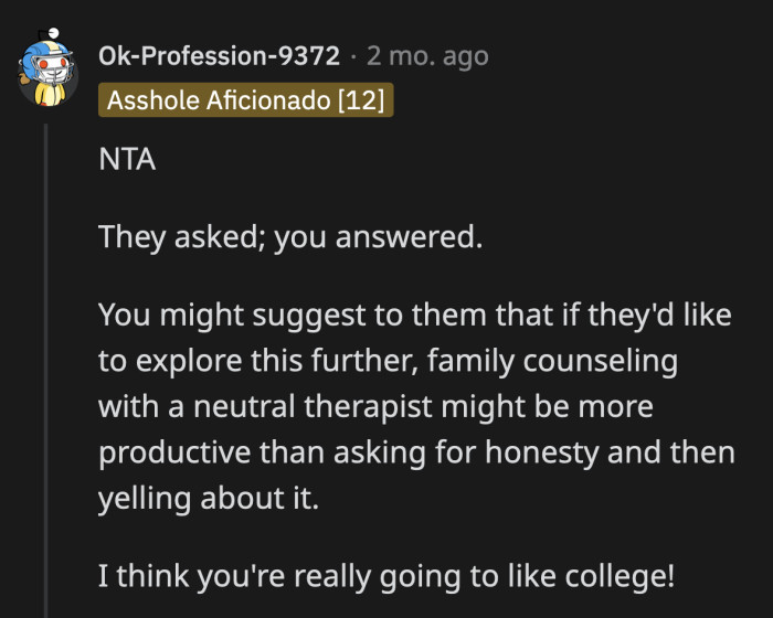 If their parents truly want healthier relationships with and among their sons, they should consider going to a family counselor.
