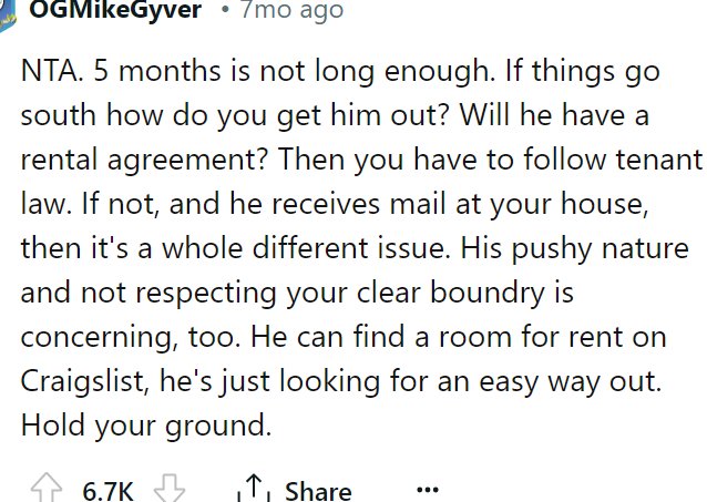 A Redditor said his pushy nature and lack of respect for the OP's boundaries is concerning