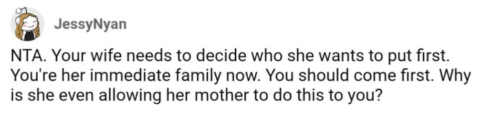 Why is OP's wife so afraid to tell her mom no?