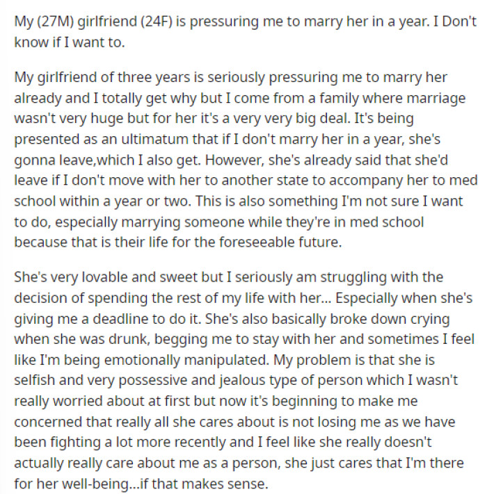 OP's post here is pretty straightforward and just gave some info on the situation and also the timeline that his girlfriend gave him.