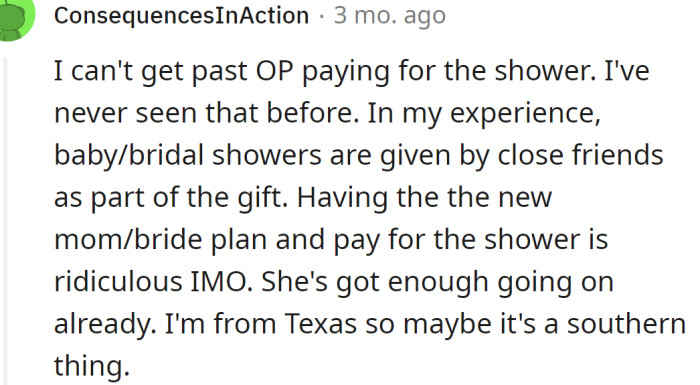Usually, the baby shower is organized by the closest friends, not the husband.