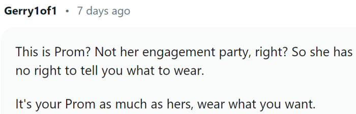 It is a prom, and not her engagement party