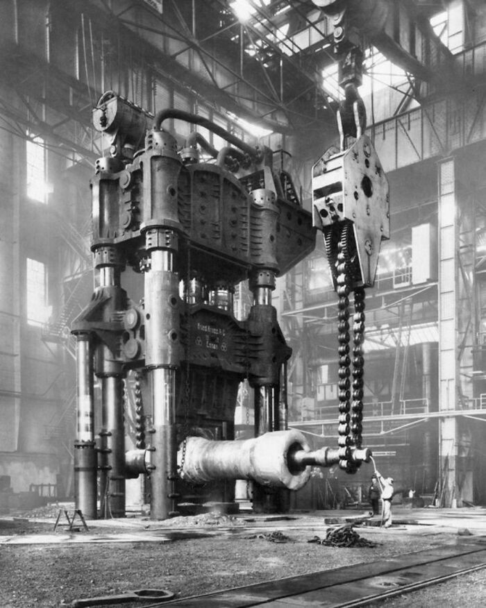 "Hydraulic Press In Krupp Works At Essen, Germany 1928"