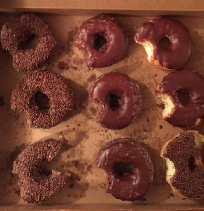10. The husband was excited about the donut box.