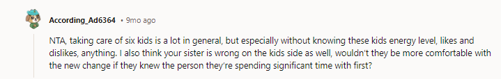 Taking care of six kids is basically the same work as that of a kindergarten teacher!
