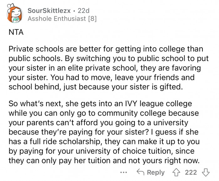 OP had to leave everything behind for her sister.