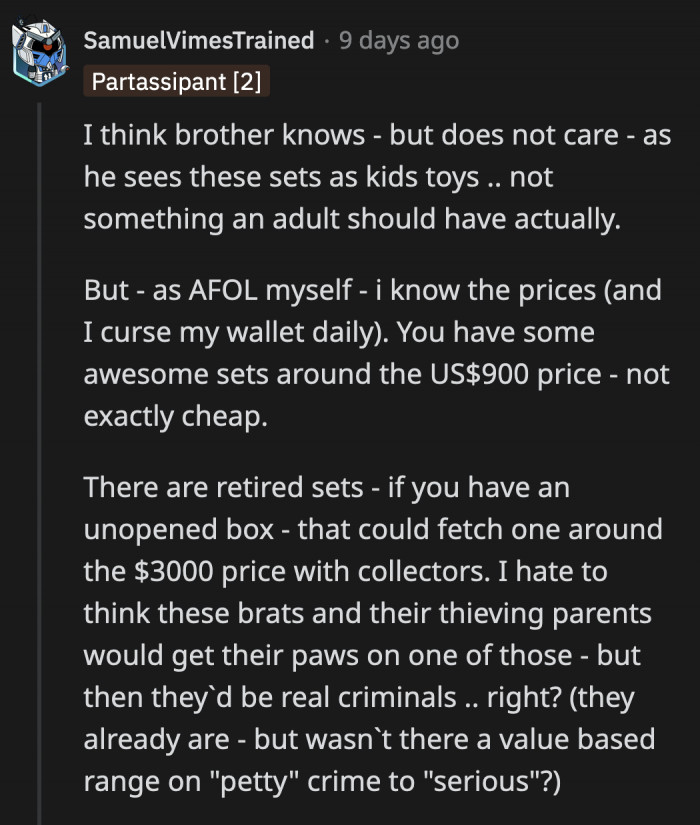 He dismissed OP's wishes because he doesn't respect her LEGO-building hobby, but that's all on him. The kids had nothing to do with it.