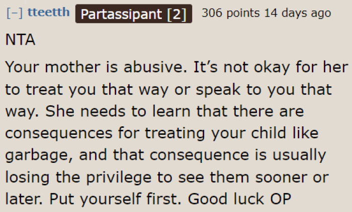 At this point, the OP needs to prioritize her well-being over her mom's needs.