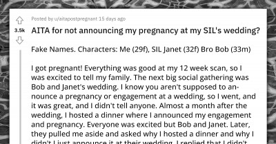 Bride And Groom Upset With Sister For Not Announcing Her Pregnancy At Their Wedding