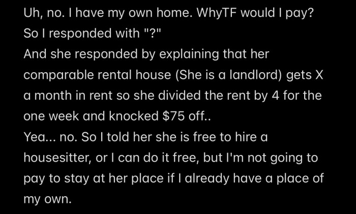 OP was completely surprised after her sister requested that she pay rent.