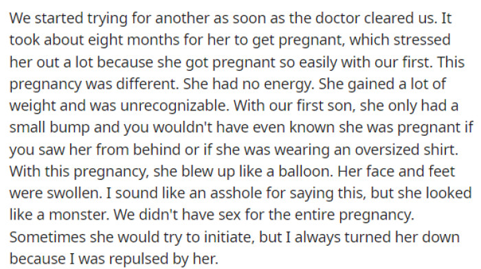 This is where OP begins to delve deeper into his feelings about his wife and how he describes his emotions toward her.