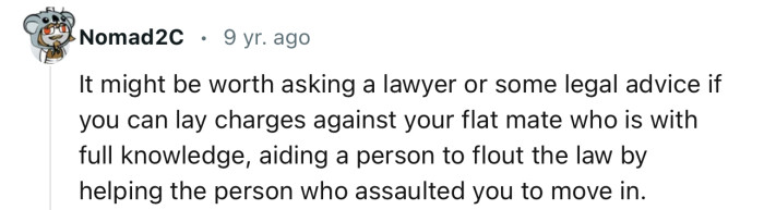 “It Might Be Worth Asking a Lawyer or Some Legal Advice If You Can Lay Charges Against Your Flatmate.”