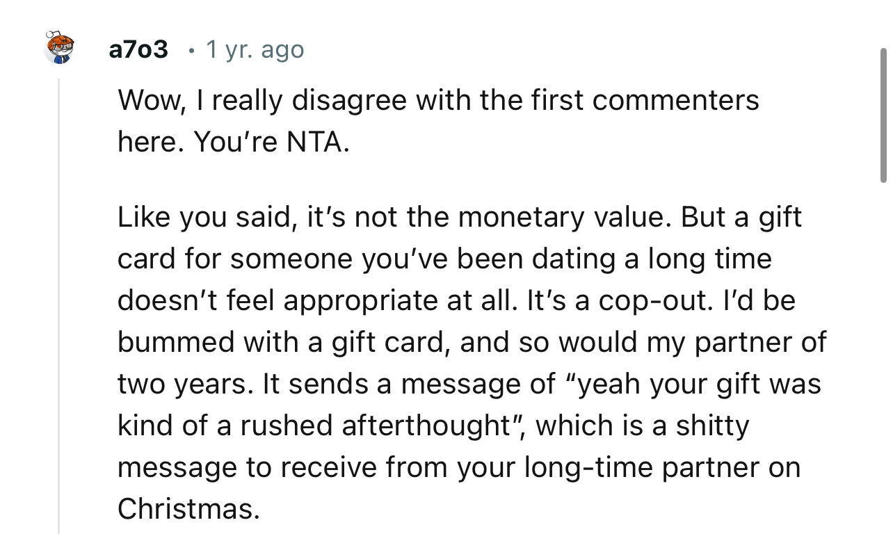 “A Gift Card for Someone You’ve Been Dating a Long Time Doesn’t Feel Appropriate at All. It’s a Cop-Out.”