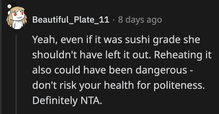 OP did nothing wrong because getting sick is not worth being liked by a group of people as petty as this.