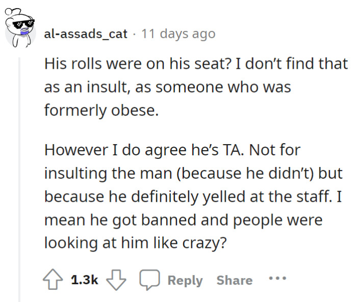 This person thinks the only issue with OP is him insulting the airline, not the man. The poor staff were yelled at.