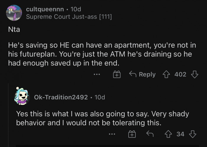 The fiancé's behavior is quite shady.