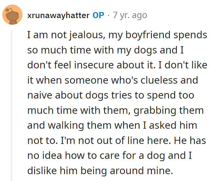 Not jealousy, just 'paws'itively protective! Can't let cluelessness unleash chaos in the doggy domain.