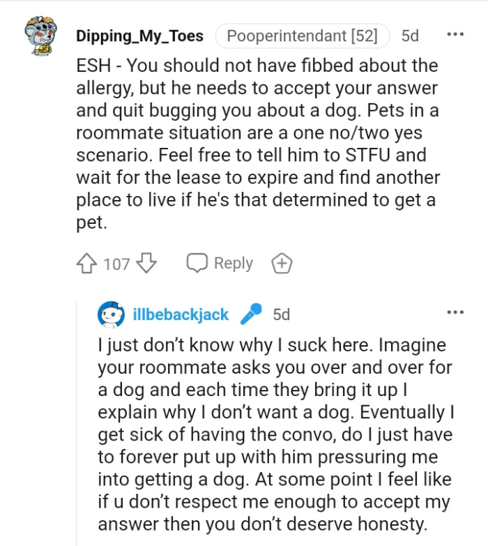 He needs to accept the OP's answer and quit bugging him