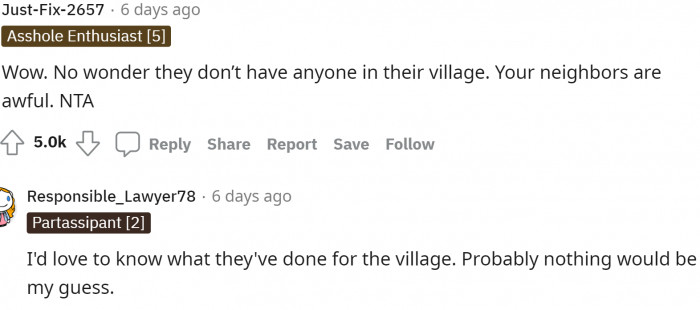 Yeah, they don't exactly sound like people I'd want in my village.
