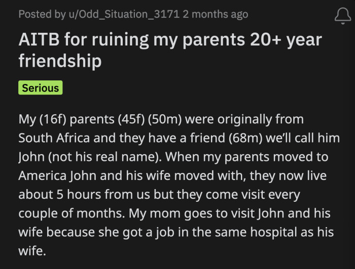 The 68-Year-Old Teacher Asked His Friends' 16-Year-Old Daughter for a Hug and Kiss Goodnight