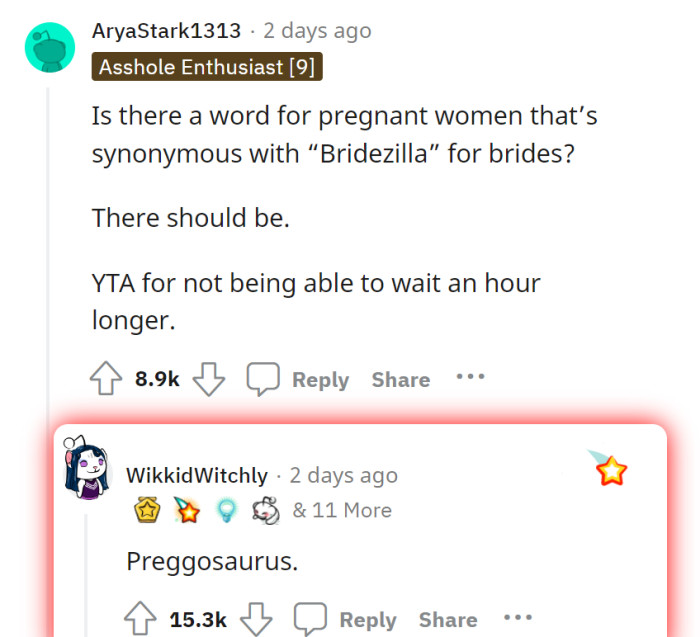 We got a preggosaurus here!