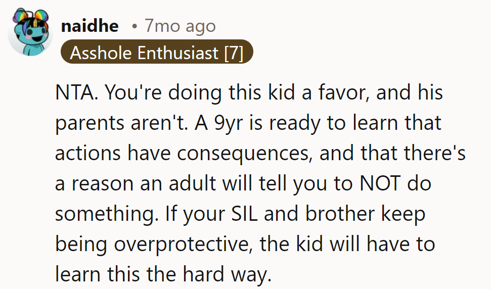 Teaching Consequences: 1, Helicopter Parenting: 0.