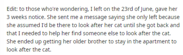 OP also provided a brief update on the timeline of events and how things unfolded afterward.