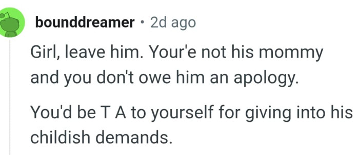 The OP does not owe him any apology