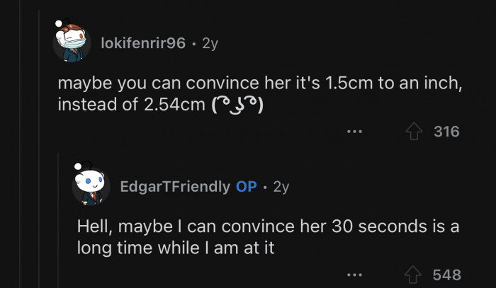 As long as she doesn't compare the scale to anything else.