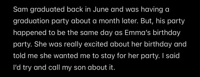 The two parties were on the same day.