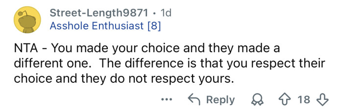 They don’t respect your choices.