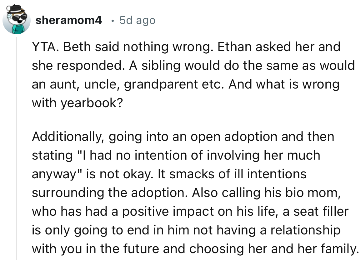 “Beth said nothing wrong. Ethan asked her, and she responded.”