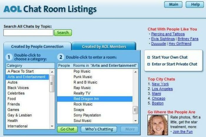 50. The AOL chat rooms
