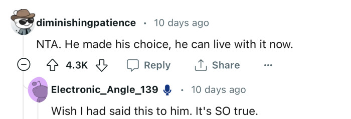 OP’s dad is facing the consequences of his choices