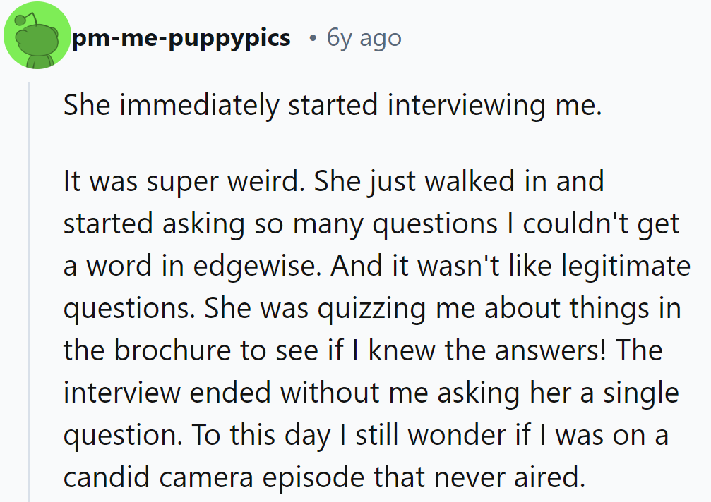 She walked in, hijacked the interview, quizzed him on the brochure, and left him speechless—literally.