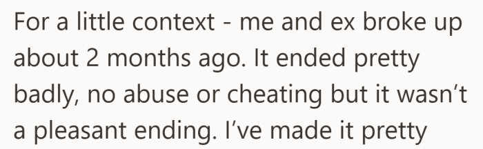 She clarifies the timeline to show this is not old history or unresolved nostalgia.