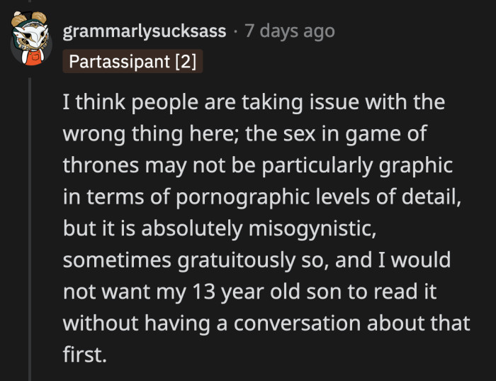 Older brother definitely downplayed how graphic the books are