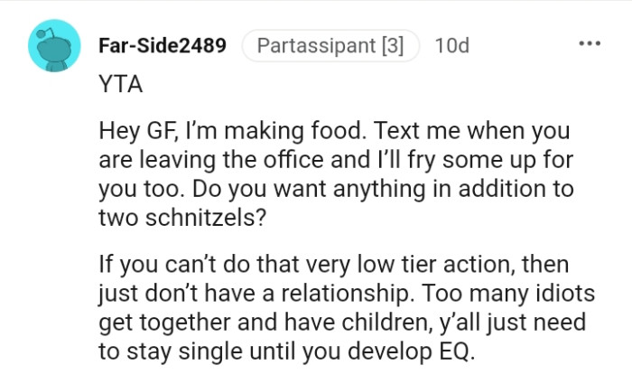 If you can't do that, you don't have a relationship