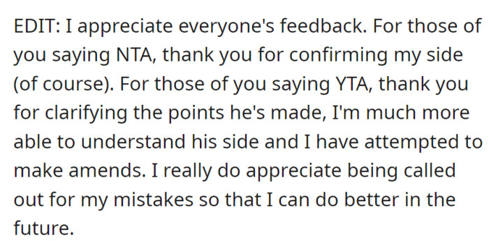 At least OP's very accepting!